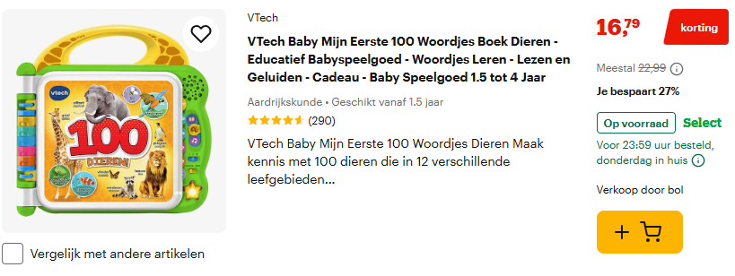 -42% VTech Baby Mijn Eerste 100 Woordjes 😺🙉 dieren thema