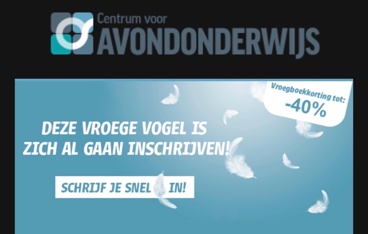 Kortingscode centrum voor avondonderwijs