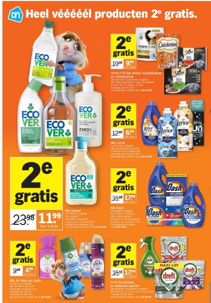Veel huishoudproducten 1+1 gratis bij ah