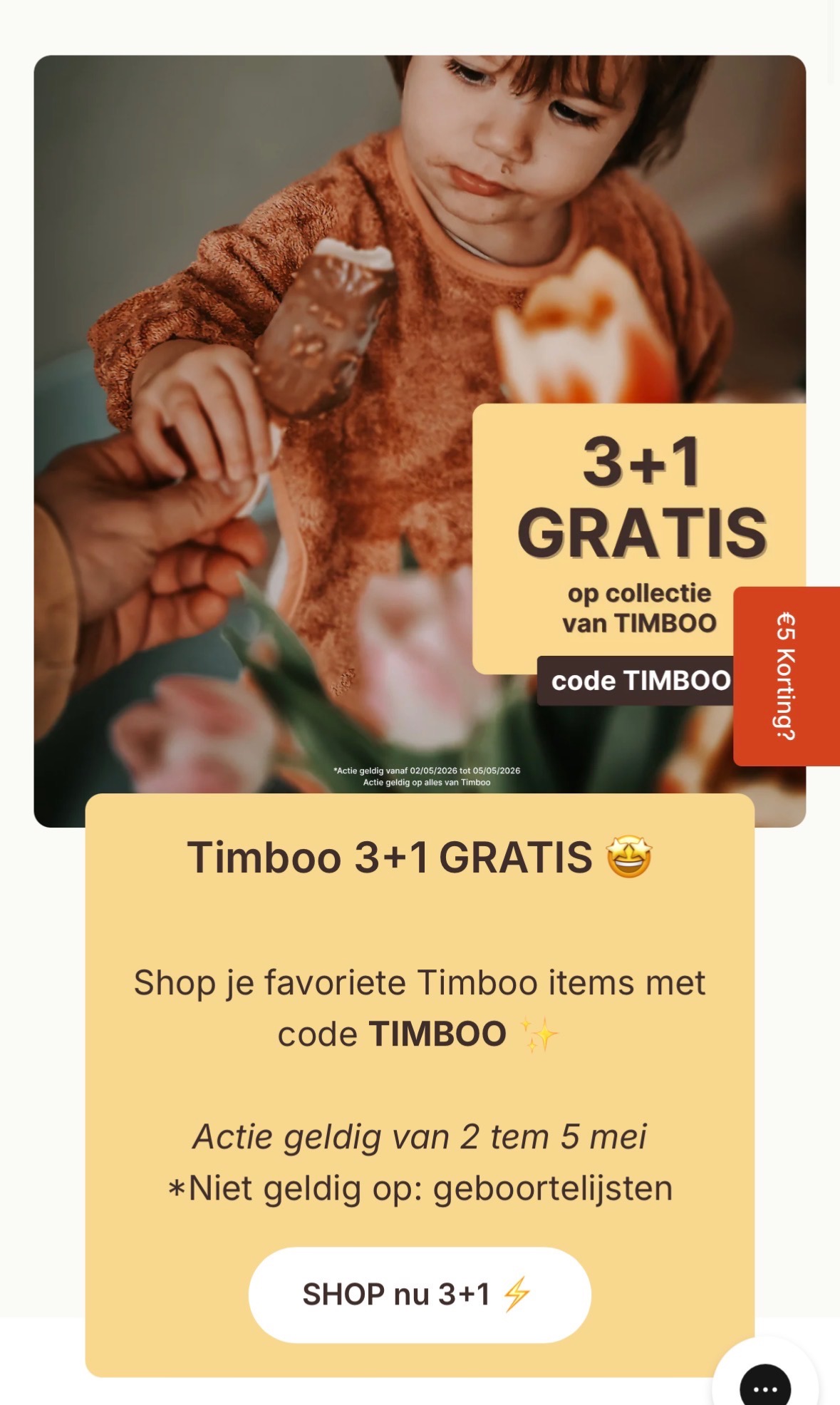 Actie op Timboo artikelen