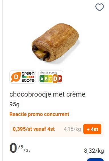 Chocobroodje met crème -50% bij okay