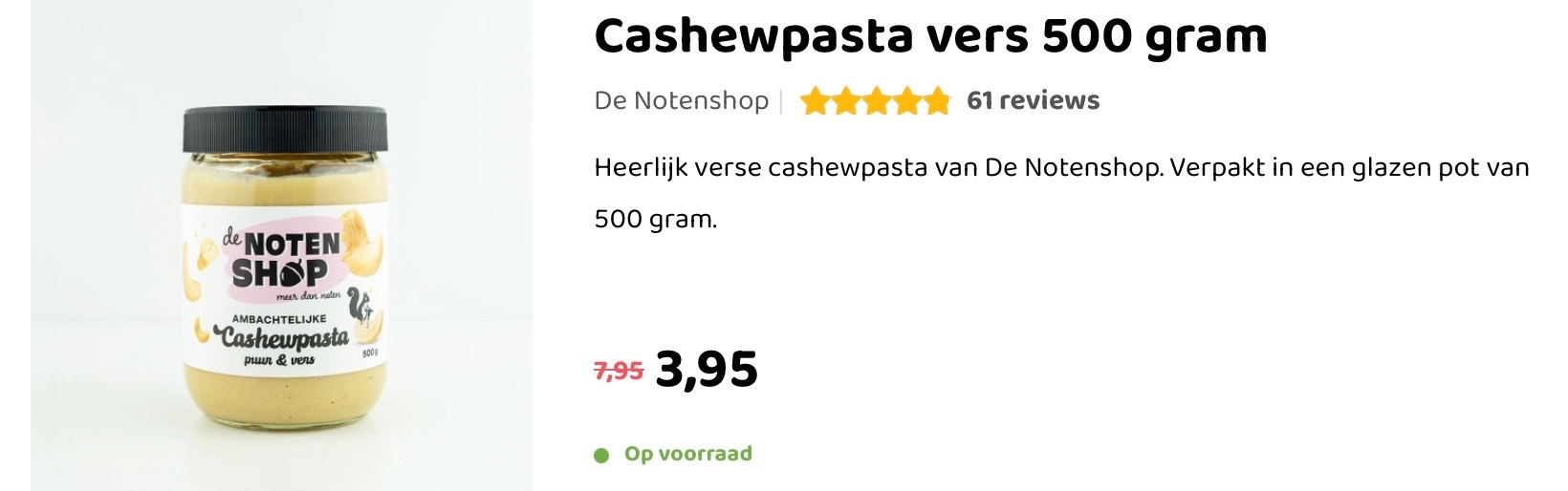 Cashewpasta vers 500 gram