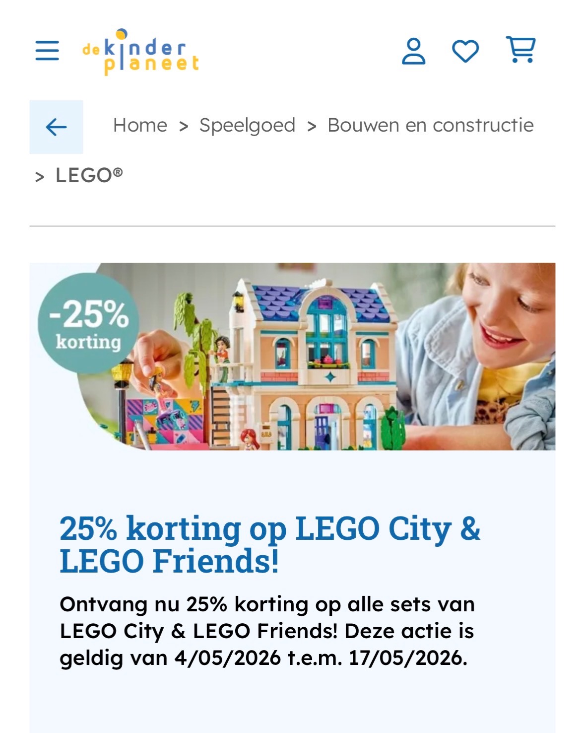 25% korting op LEGO City & LEGO Friends!