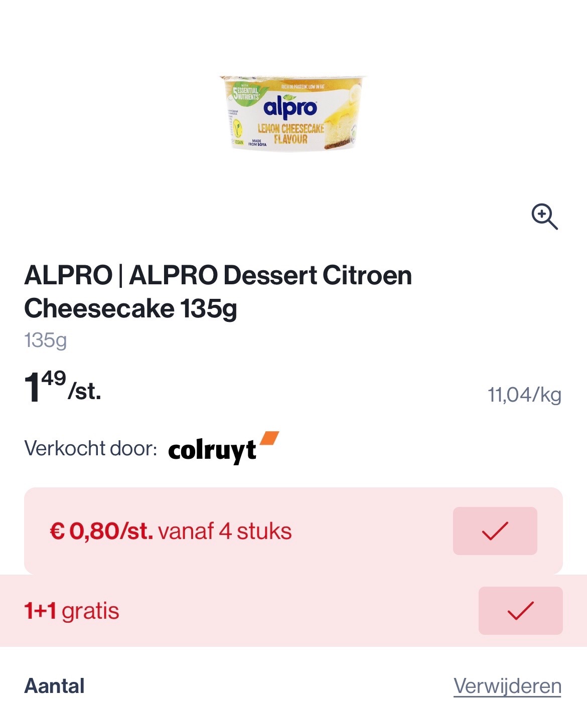 Alpro dessert citroen cheescake 135 gram in mooie korting