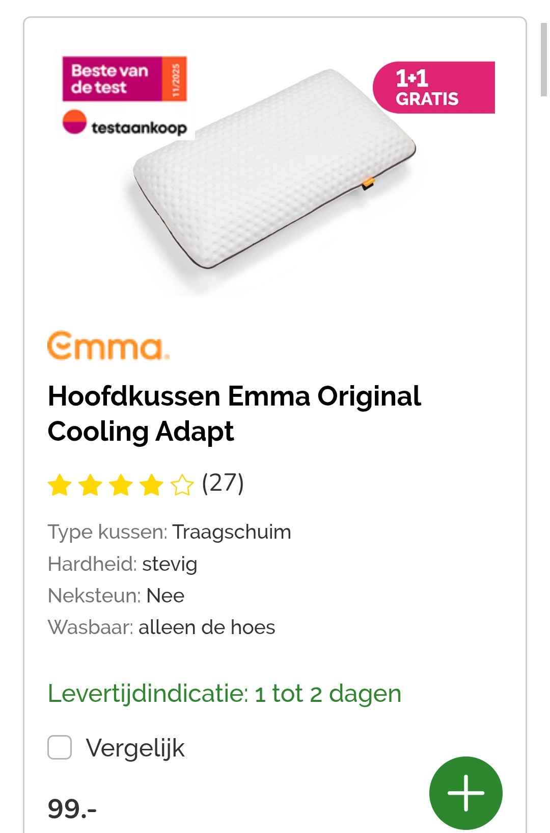 1+1 op hoofdkussens