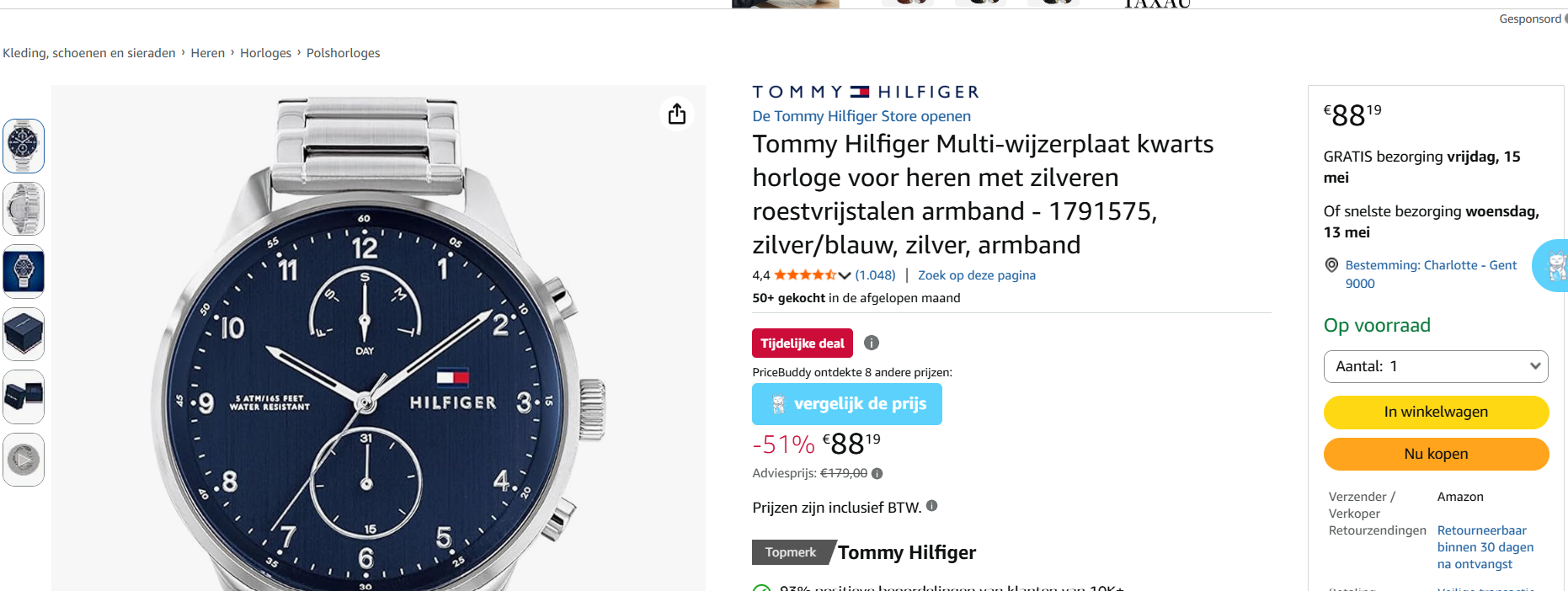 Tommy Hilfiger Multi-wijzerplaat kwarts horloge voor heren