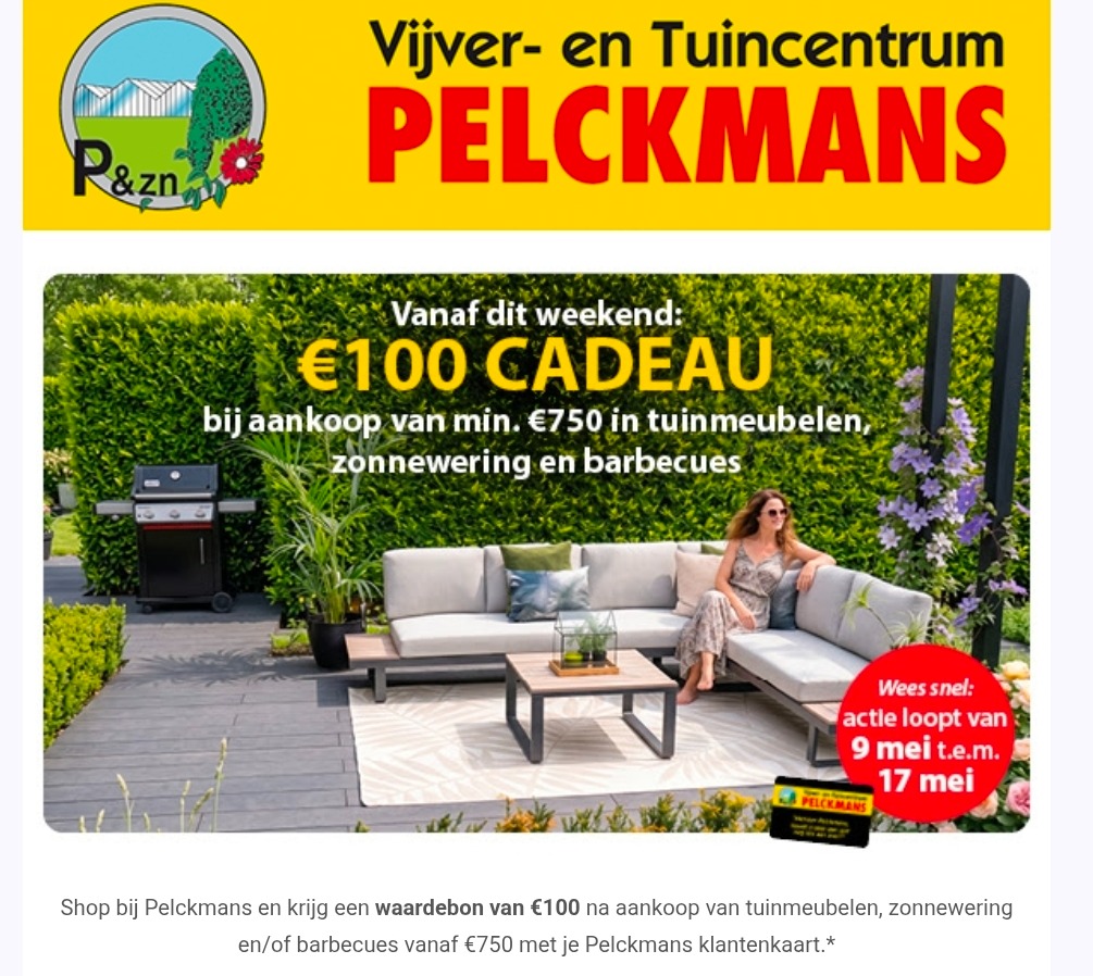 Waardebon €100 cadeau bij aankoop vanaf €750
