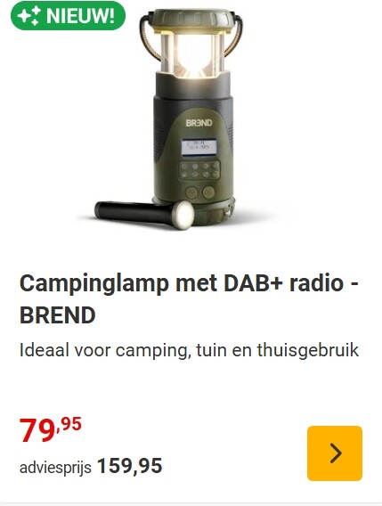 Campinglamp met DAB + radio BREND -50% op nieuwsbladshop