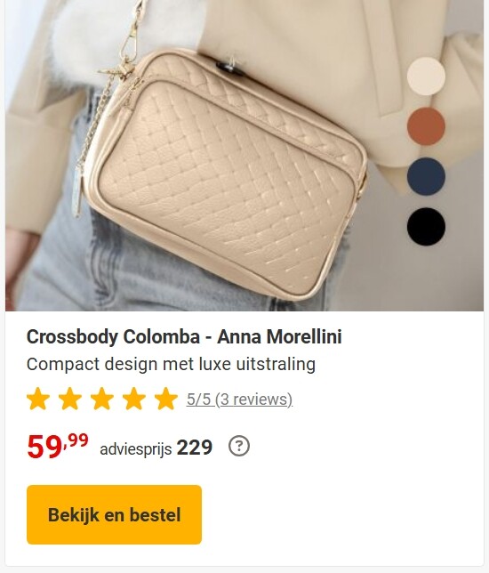 Crossbody Colomba - Anna morellini voor 59,99€ op nieuwsbladshop