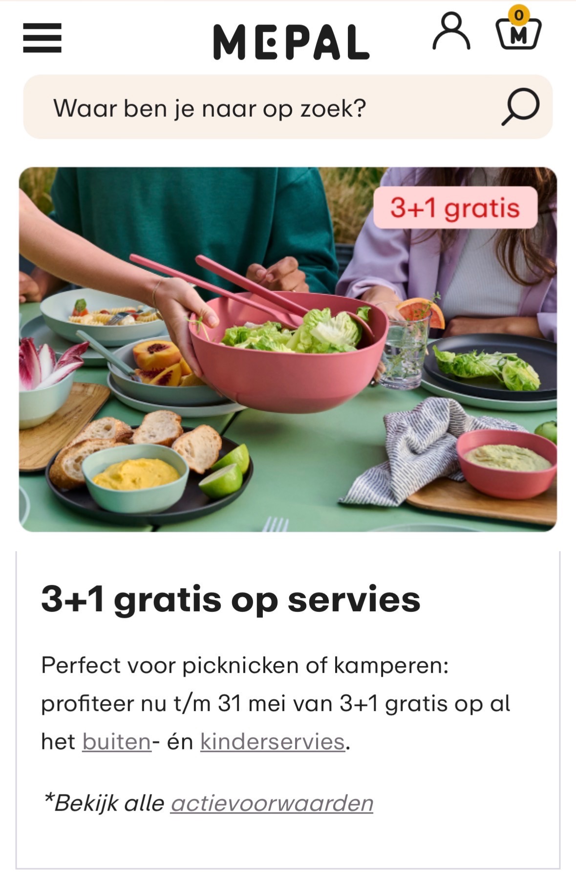 3+1 gratis op servies