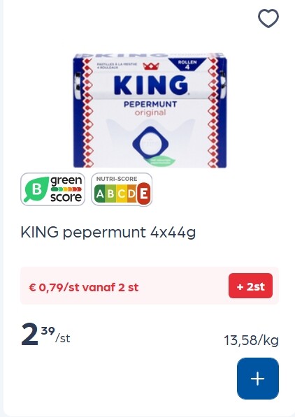 King pepermunt 4x44 gram voor slechts 0,79€