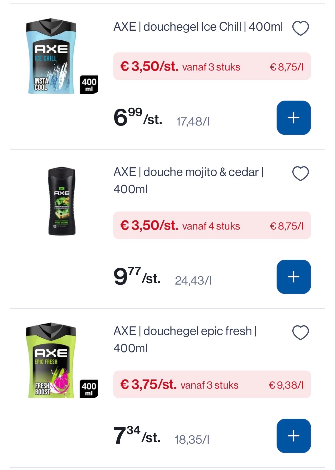 Axe douchegel in promo