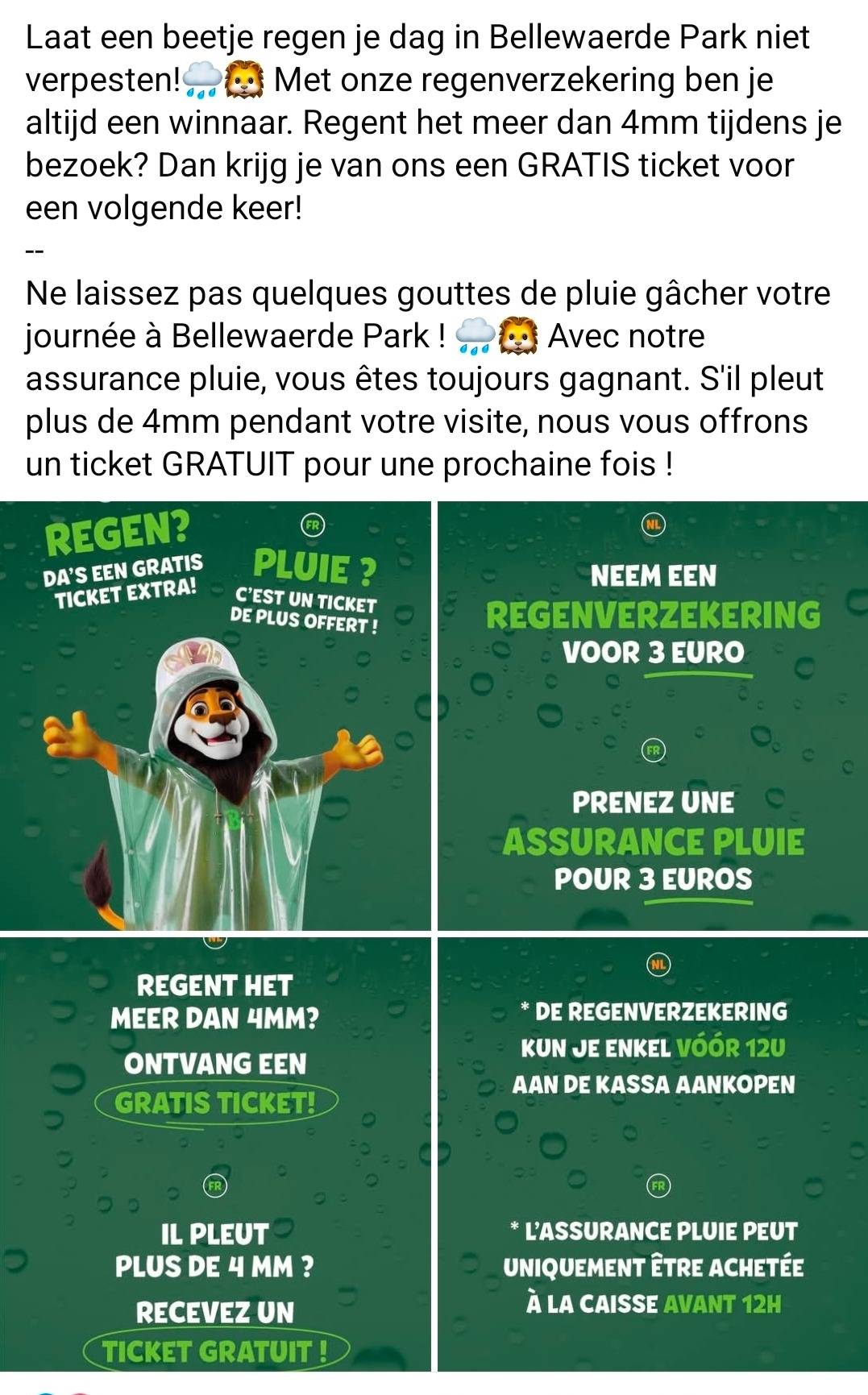 Regenverzekering bij Bellewaerde!