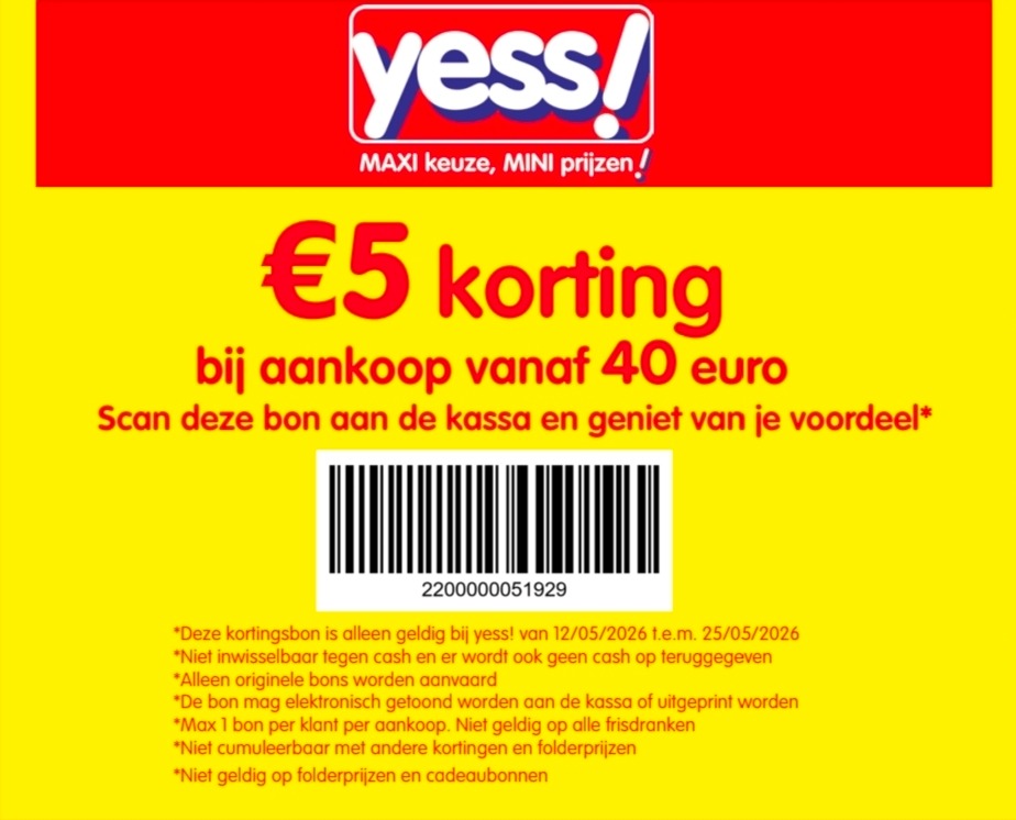 Bon -€5 bij Yess!