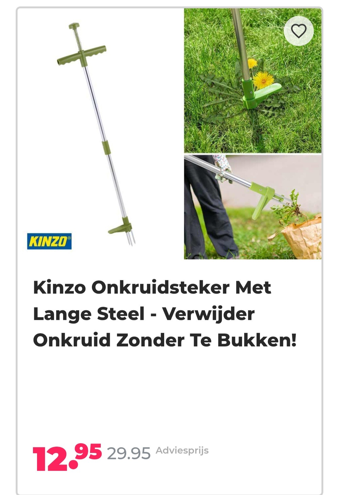 Kinzo onkruidsteker met lange steel