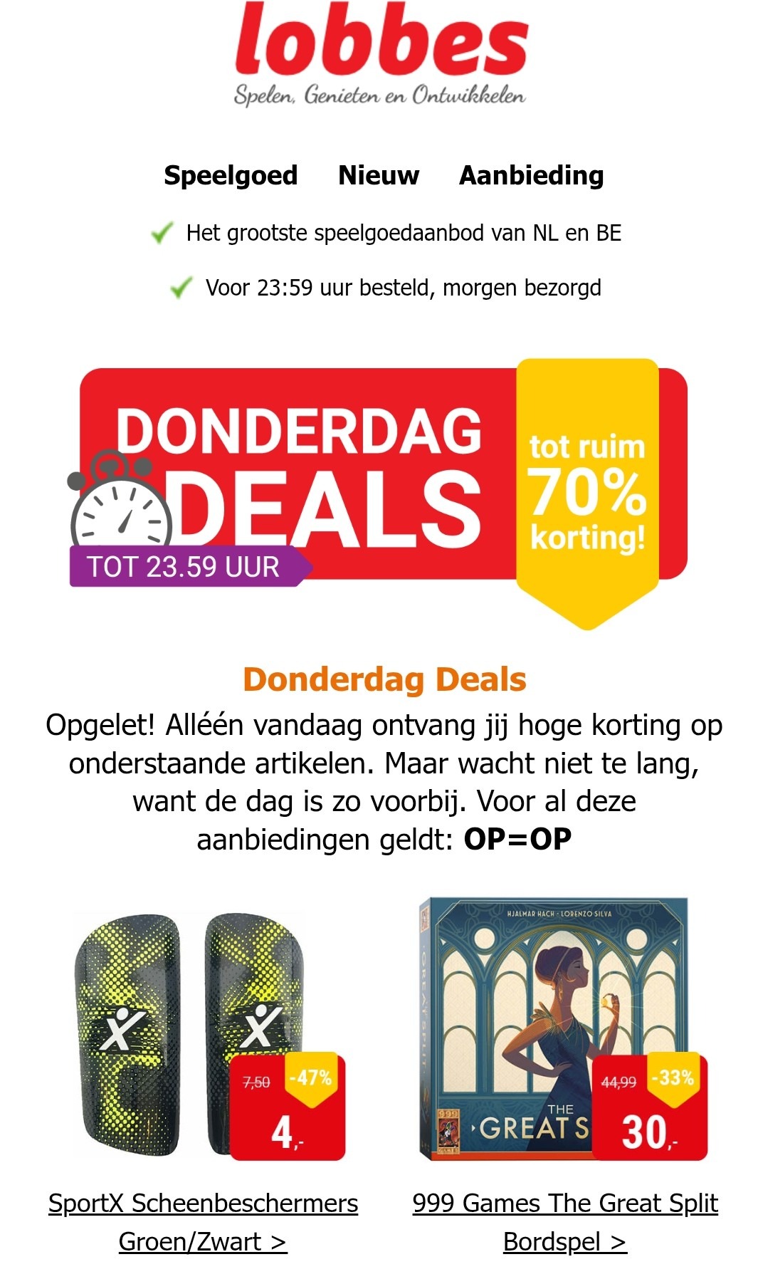 Donderdagdeal Lobbes: tot -70% op spee