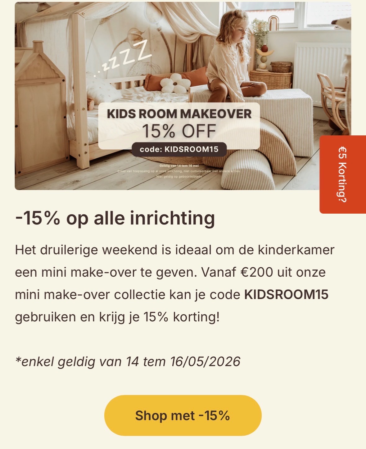 -15% op alle inrichting