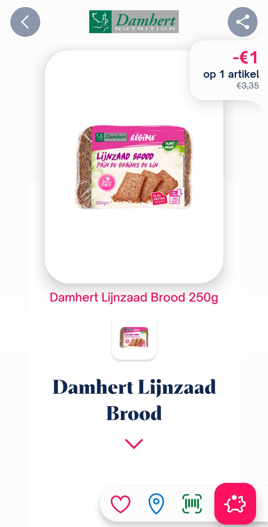 -€1 damhert lijnzaad brood 250g