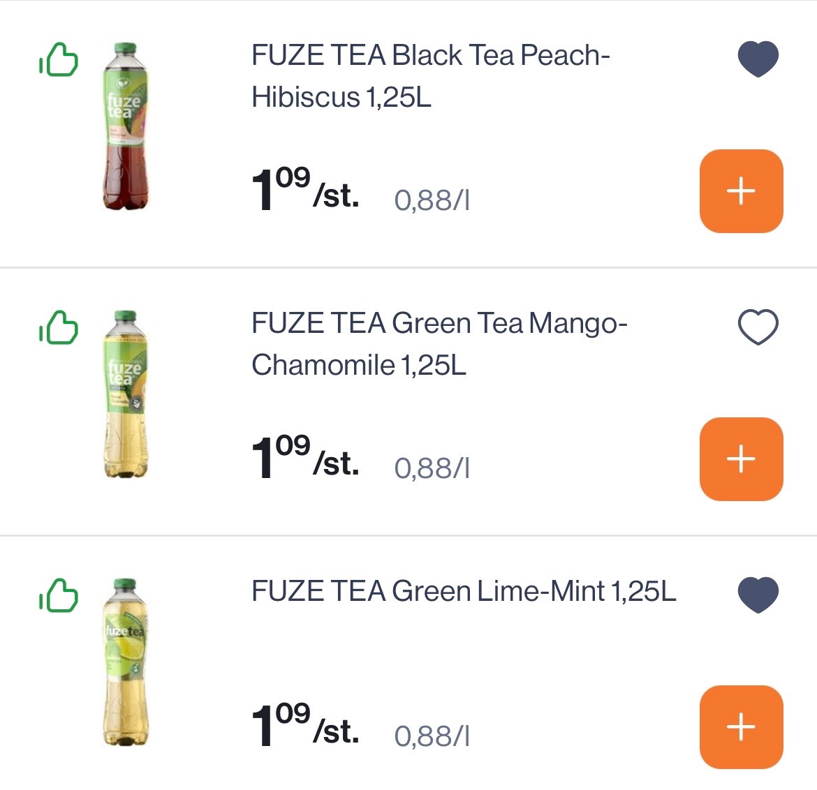 Fuze tea 1,25l -50% per fles