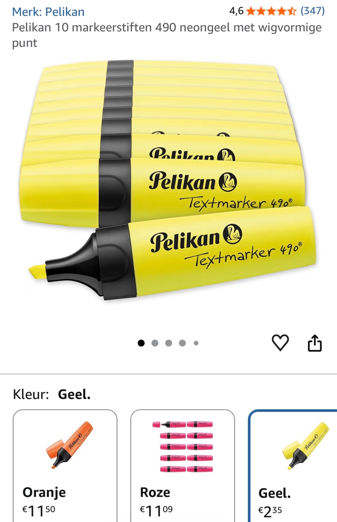 10 neongele markeerstiften