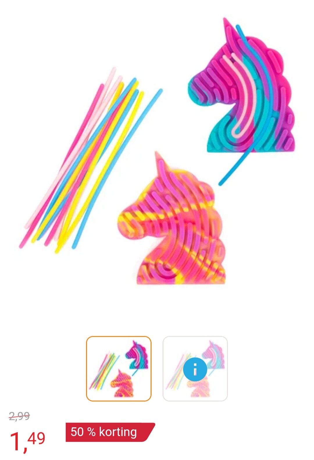-50% Curly board figurenplaat eenhoorn met slierten, 13dlg.