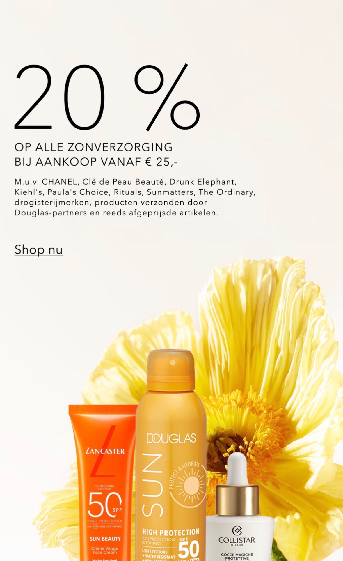 20% korting op alle zonverzorging