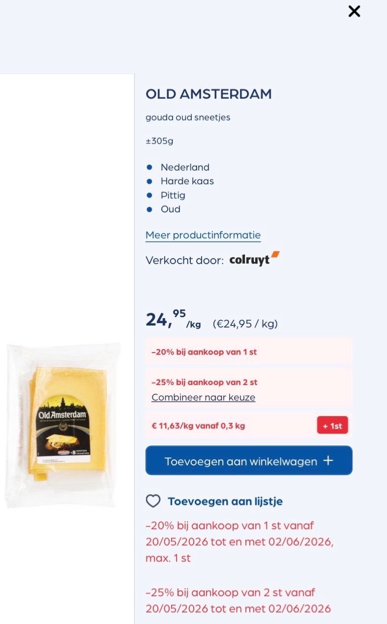 Old Amsterdam Gouda oud sneetjes in promo