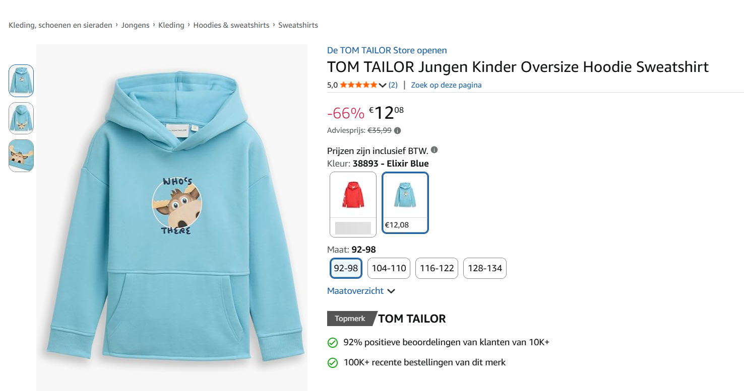 TOM TAILOR Oversize Hoodie Sweatshirt voor kinderen