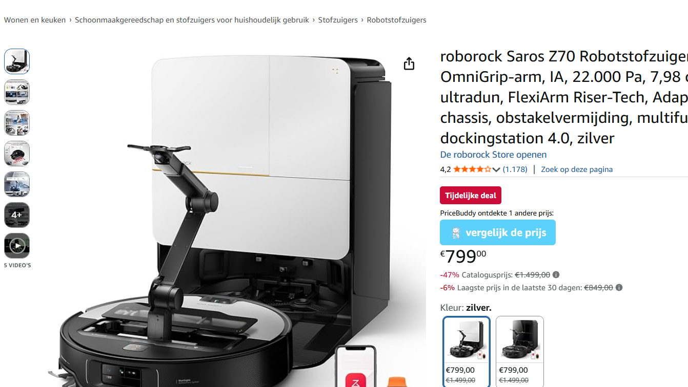 roborock Saros Z70 Robotstofzuiger