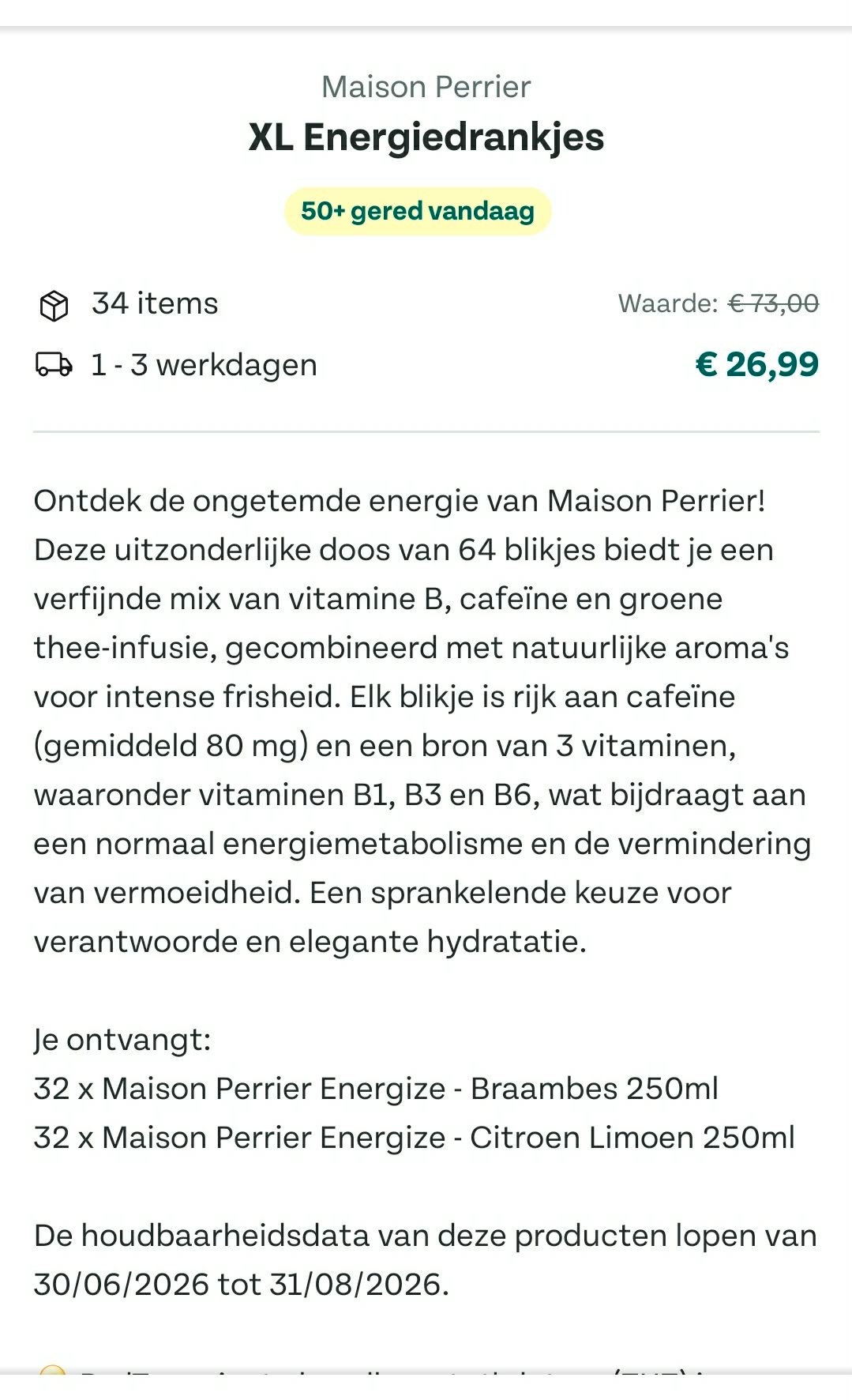 Maison Perrier – XL Energiedrankjes (64 blikjes voor 26,99 euro => 0,42 euro/blik)