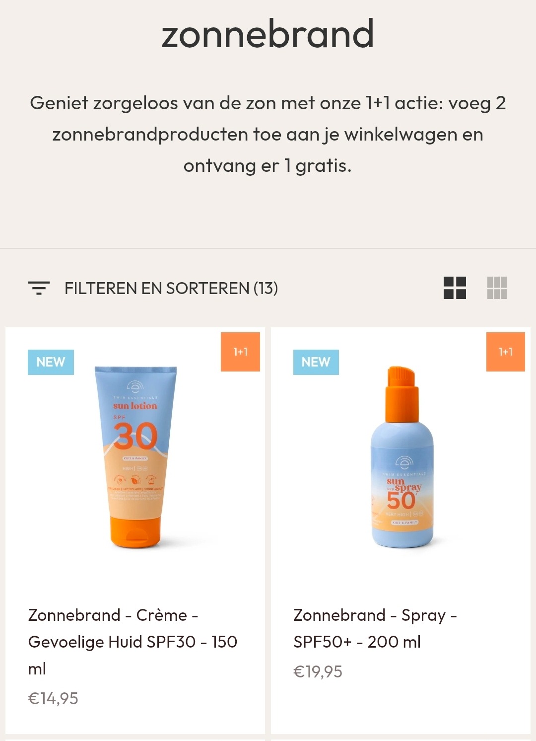 1+1 op zonnebrand én gratis verzending