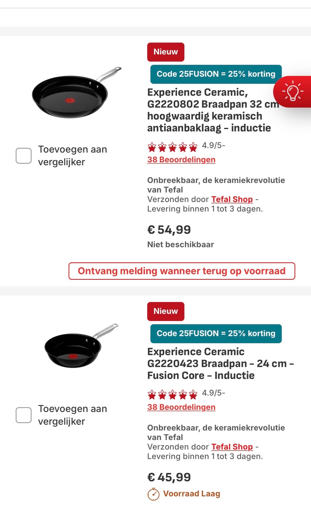 -25% bij Tefal pannen ceramic fusion