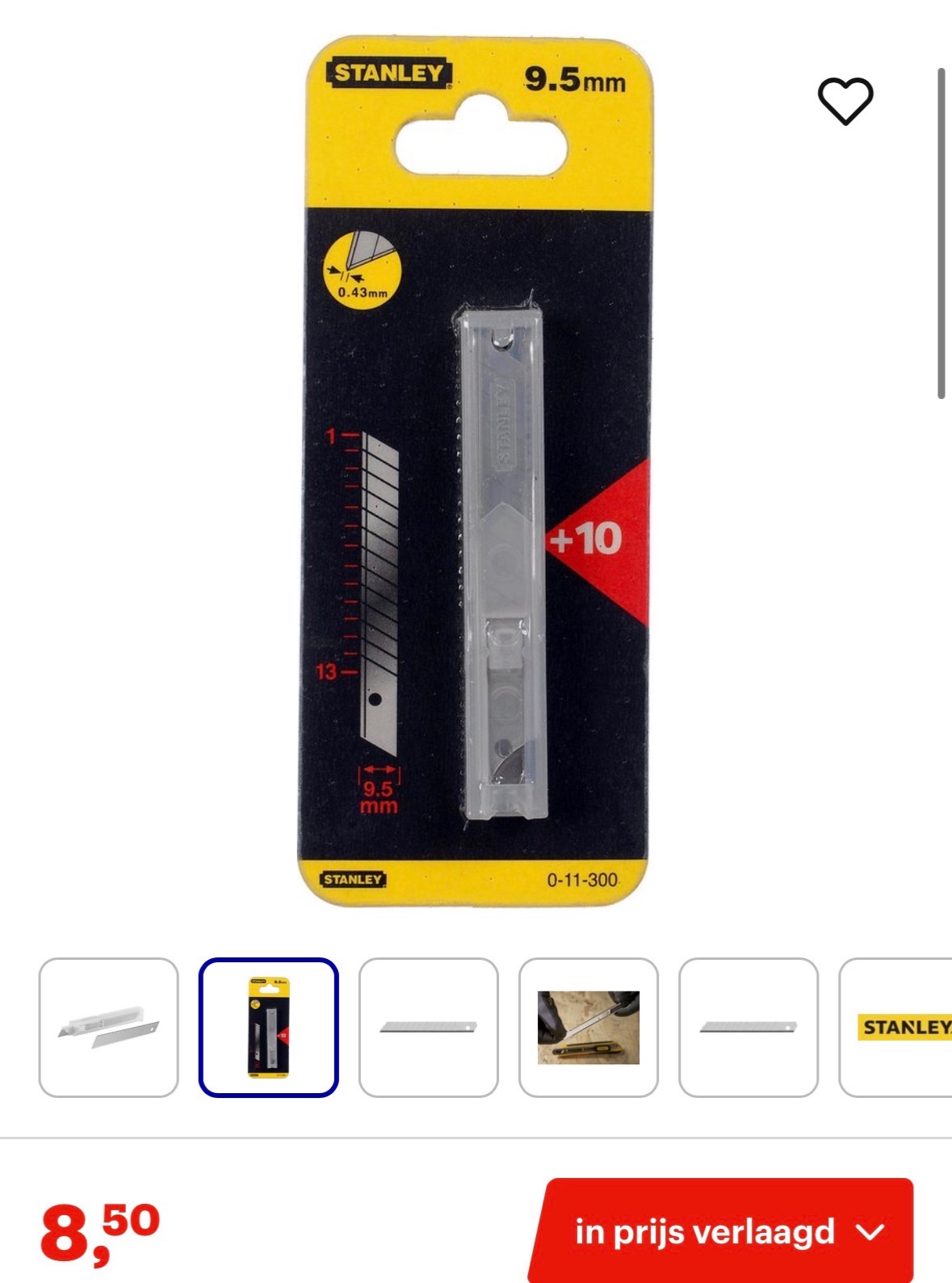 STANLEY Afbreekmesjes 9mm
