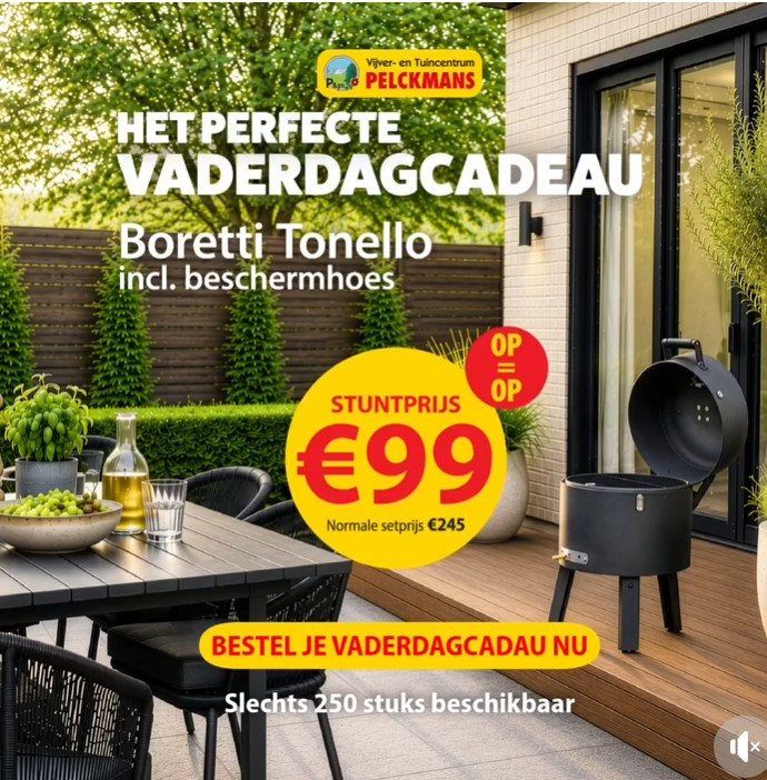 Boretti Tonello houtskoolbarbecue incl. beschermhoes