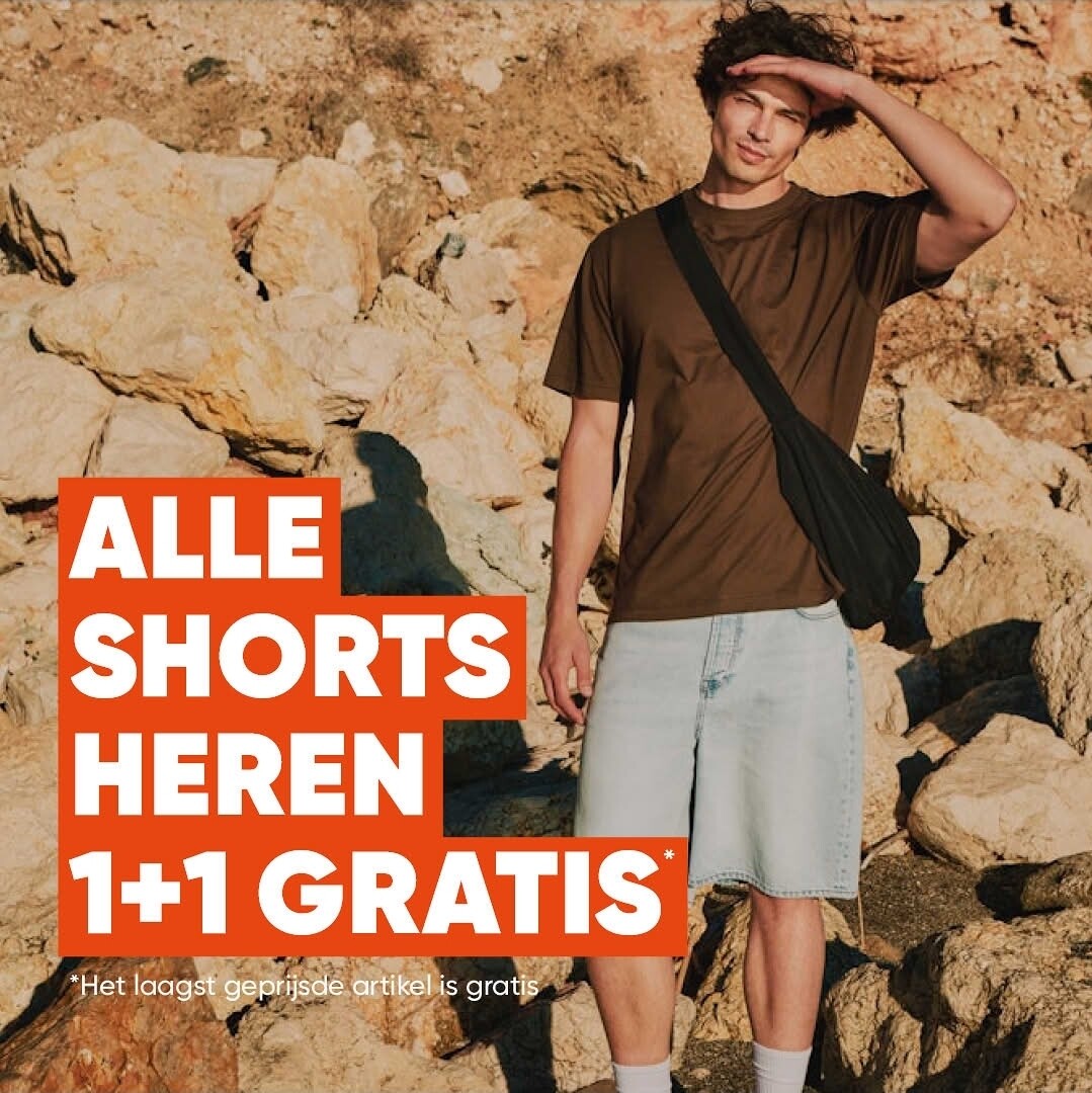 Alle heren shorts 1+1 gratis bij ZEB