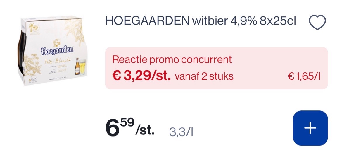 Hoegaarden witbier 4,9% 8x25 cl -50% bij okay