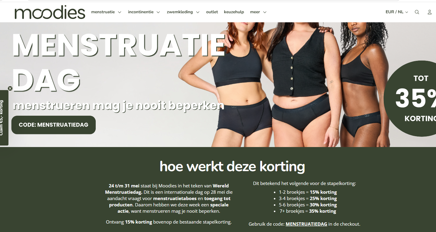 Moodies Undies: tot -35% op menstruatiebroekjes