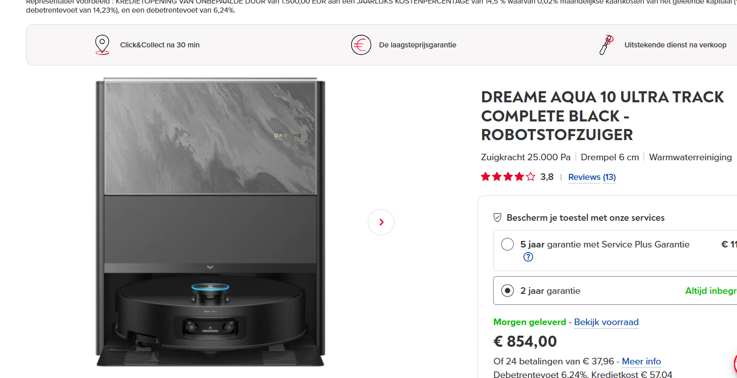 DREAME AQUA 10 ULTRA TRACK COMPLETE BLACK - ROBOTSTOFZUIGER