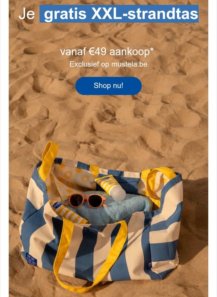 Gratis XXL strandtas bij Mustela 🌞 gratis multifunctionele balsem 🎁