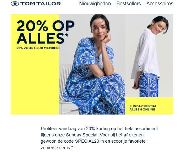 Tom Tailor: 20% korting