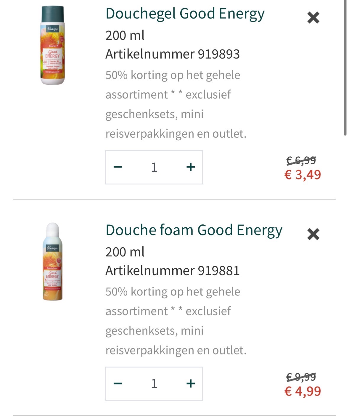 Kneipp halve prijs