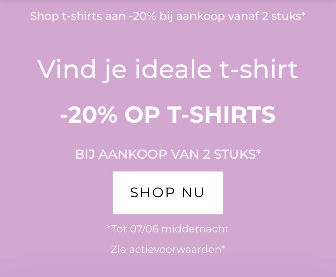 -20% op t shirts.