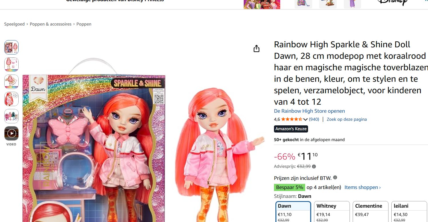 Rainbow High Sparkle & Shine Doll rood koraalhaar en magische bellen in de benen