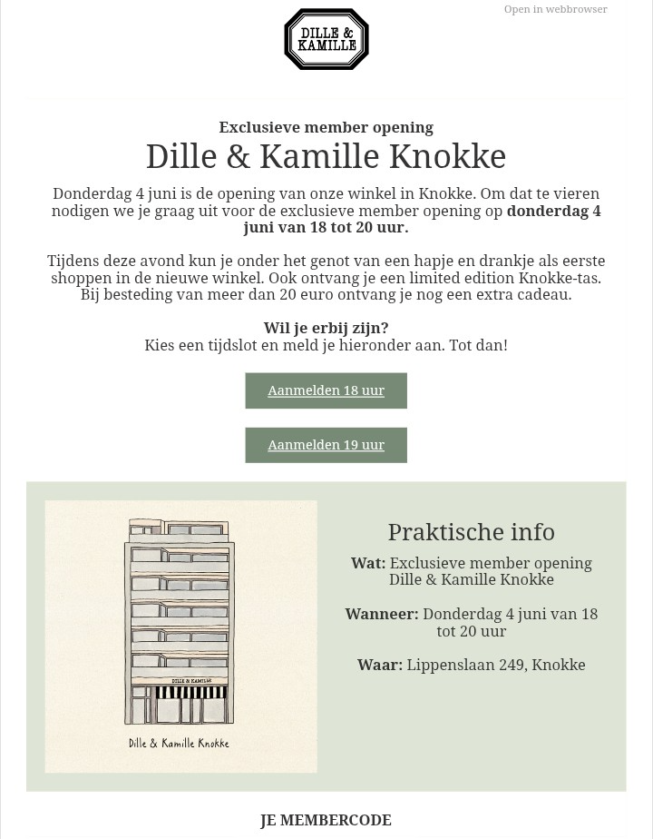Openingsavond Dille & Kamille Knokke, gratis tas + geschenk
