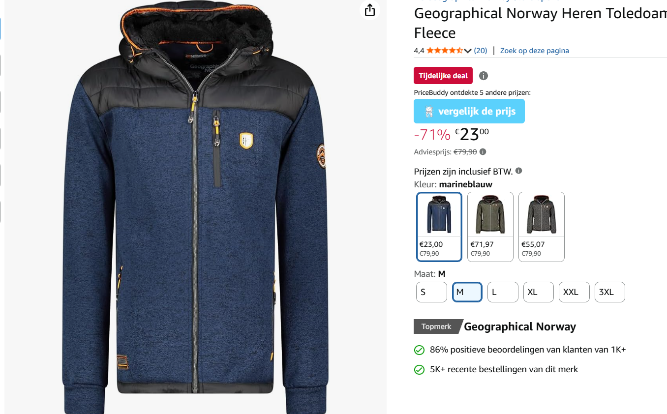 Heren fleece -71% in maat M