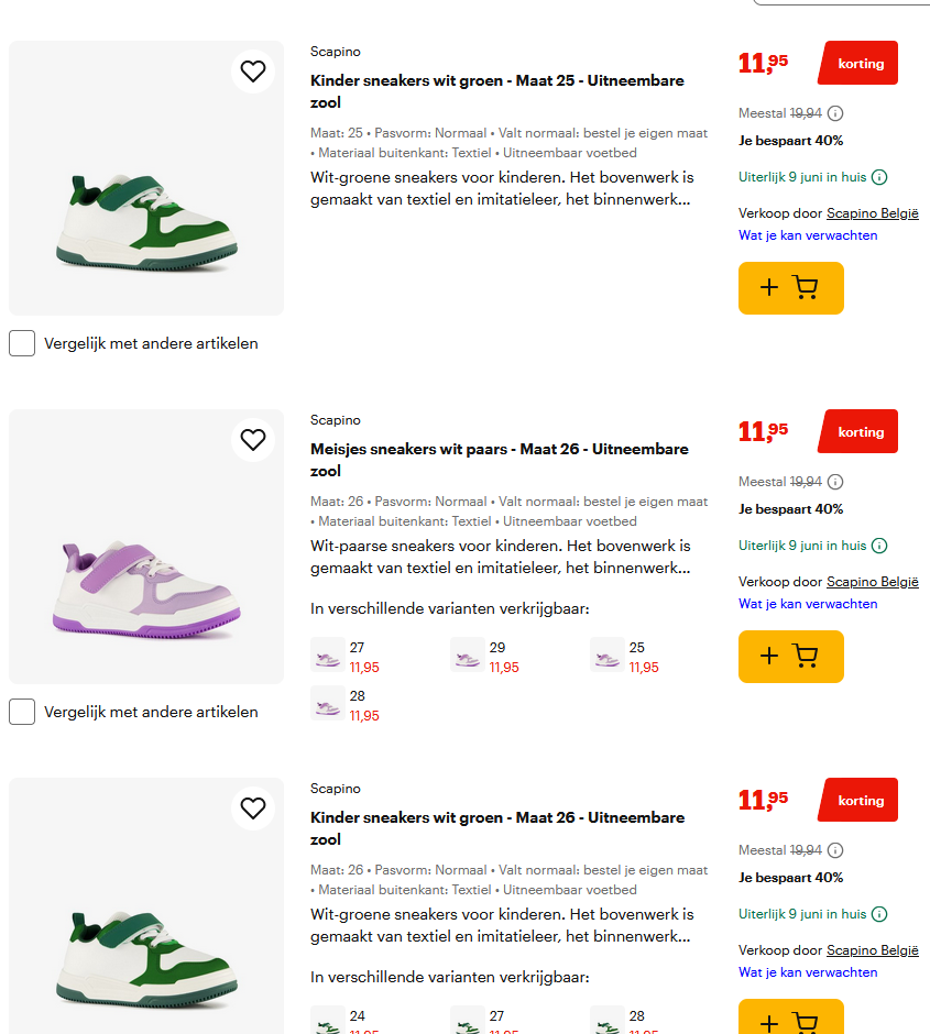 Tot 40% korting op diverse kinderschoenen bij Bol