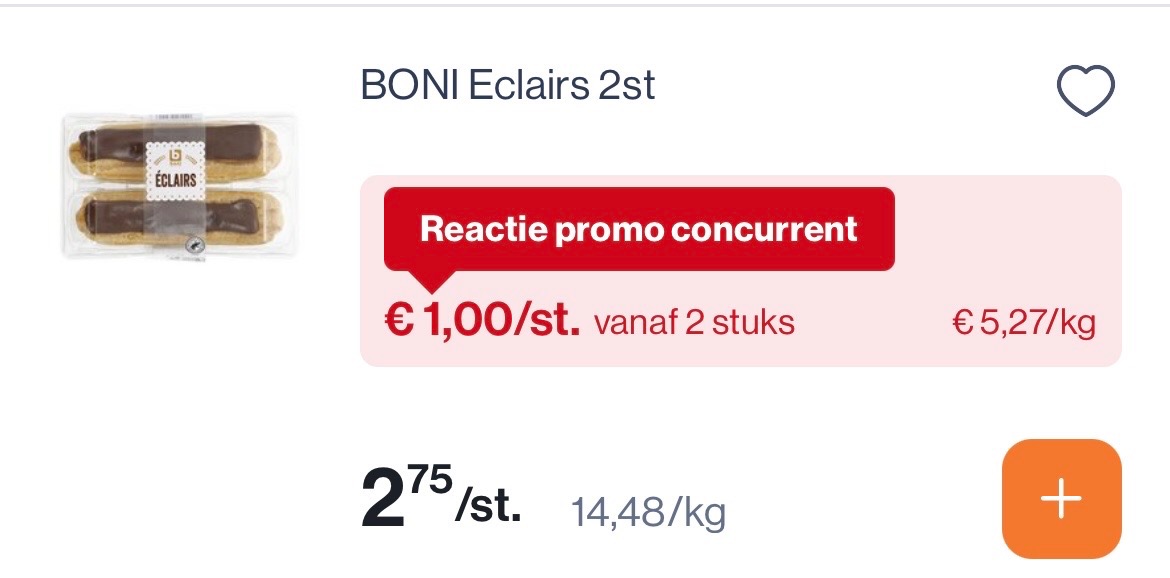 Boni eclairs 2 stuks voor 1€