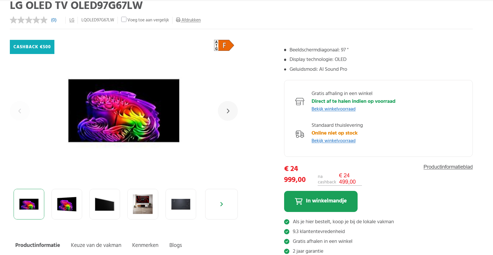 LG OLED evo - Tot €500 cashback