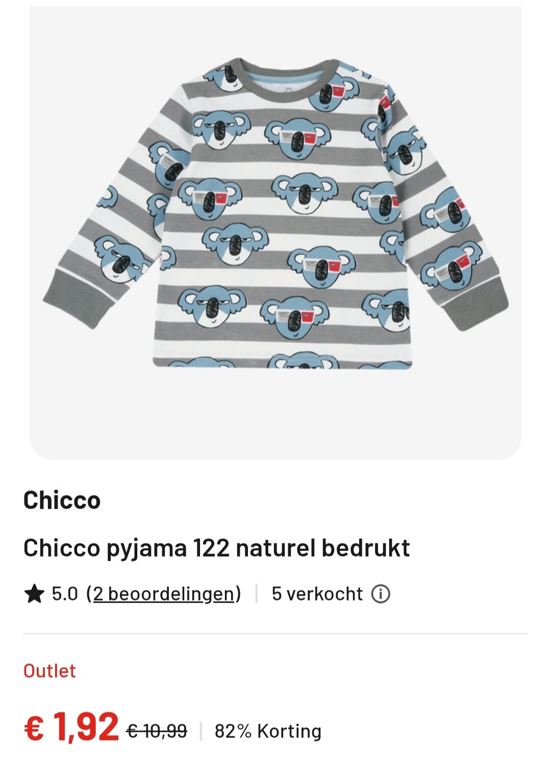 Chicco pyjama truitje met koala's