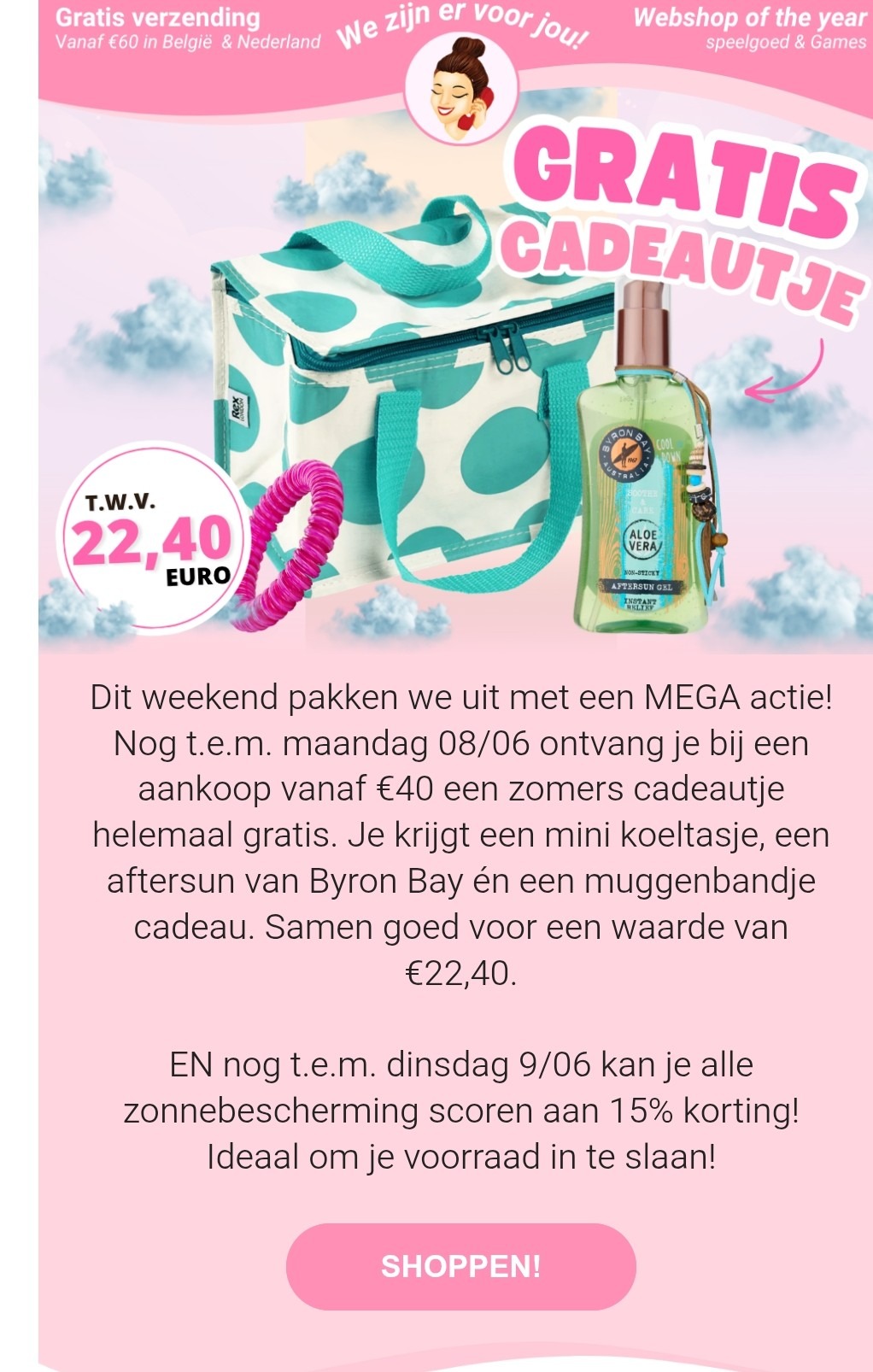 drukke Mama's: mini koeltasje, een aftersun van Byron Bay én een muggenbandje cadeau.